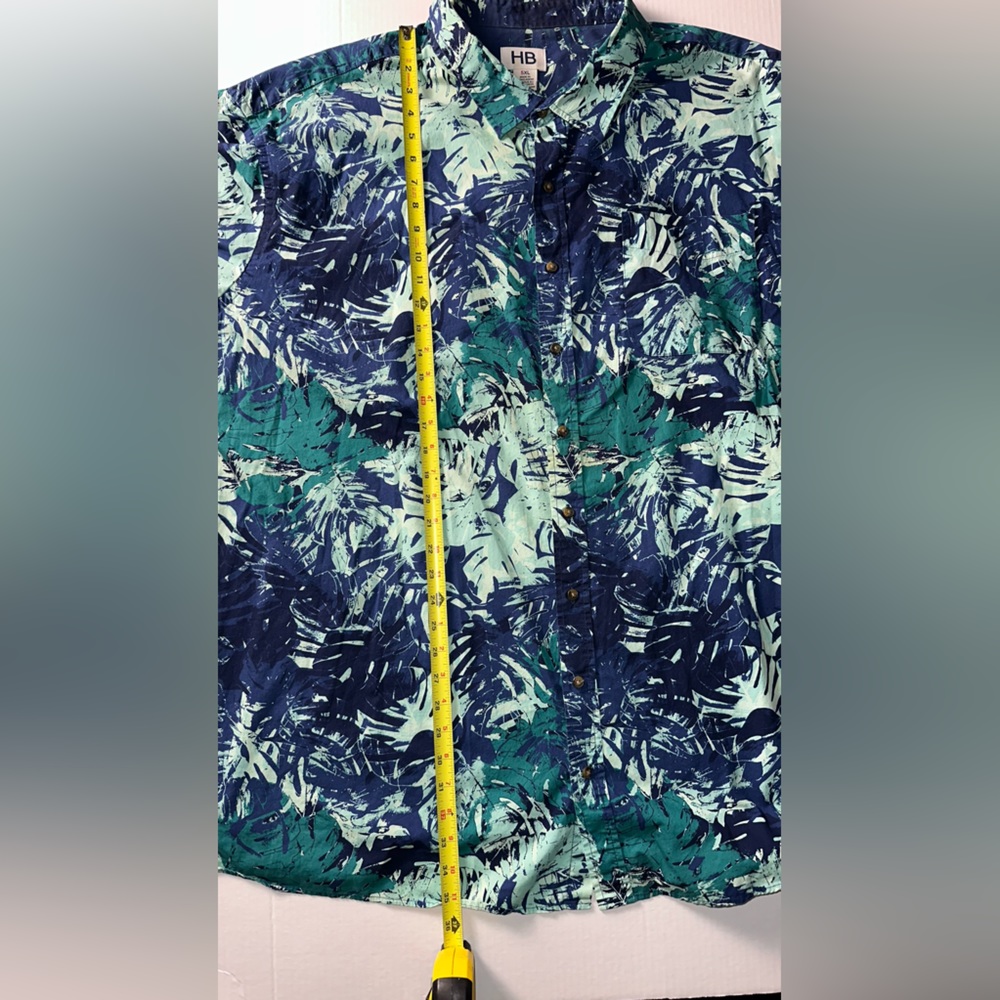 Harbor Bay Blue and Green Leaf Print Shirt - Picture 5 of 9